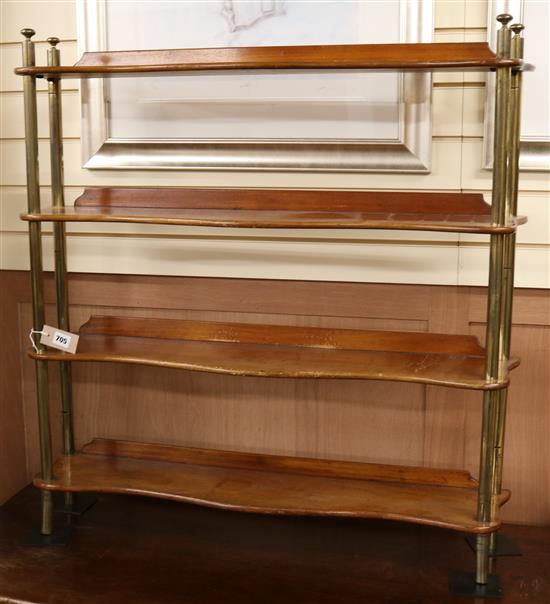 A mahogany and brass open bookcase W.92cm